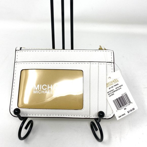 🎄 Christmas Sale 🎄 Michael Kors  Coinpouch ID Leather White Women's 35F7GTVU1L - Picture 2 of 8